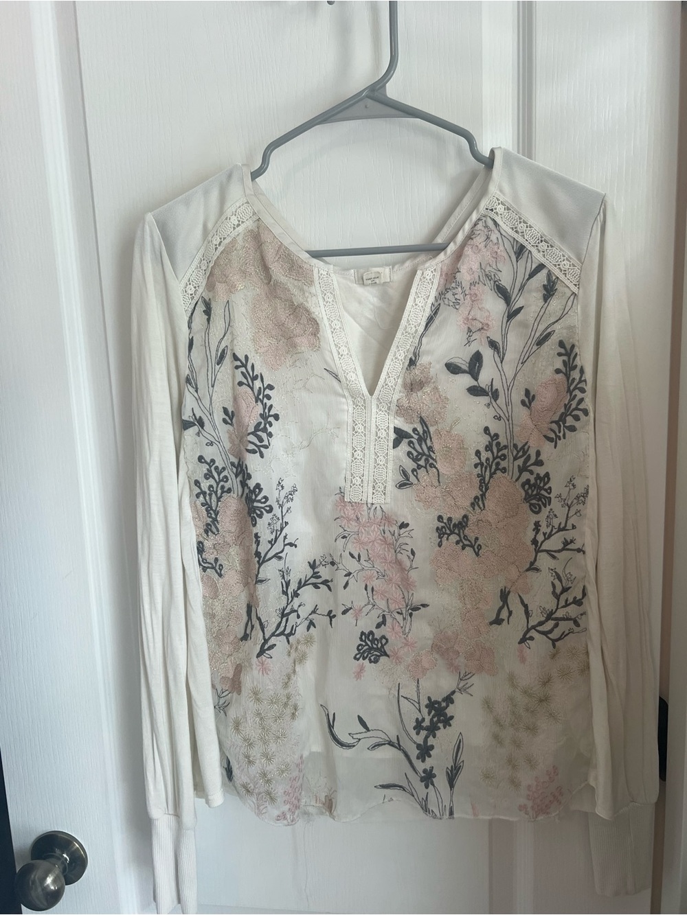 Tiny Anthropologie Floral Embroidered Lace Blouse Top Large